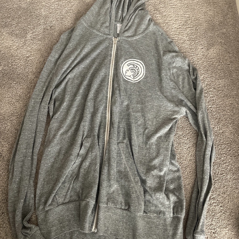 Lightweight gray zip up hoodie